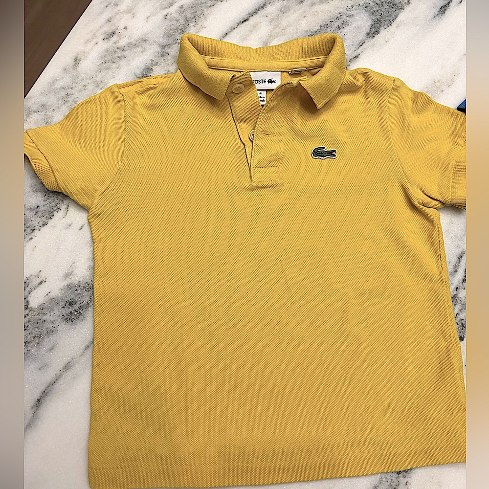 Lacoste Yellow Polo Shirt Classic Cotton Piqué - boys size 4